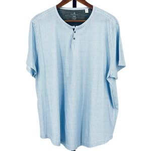 CON.STRUCT Mens XXXL Slim Fit NWT Blue Cotton Abstract Short Sleeve Henley Shirt